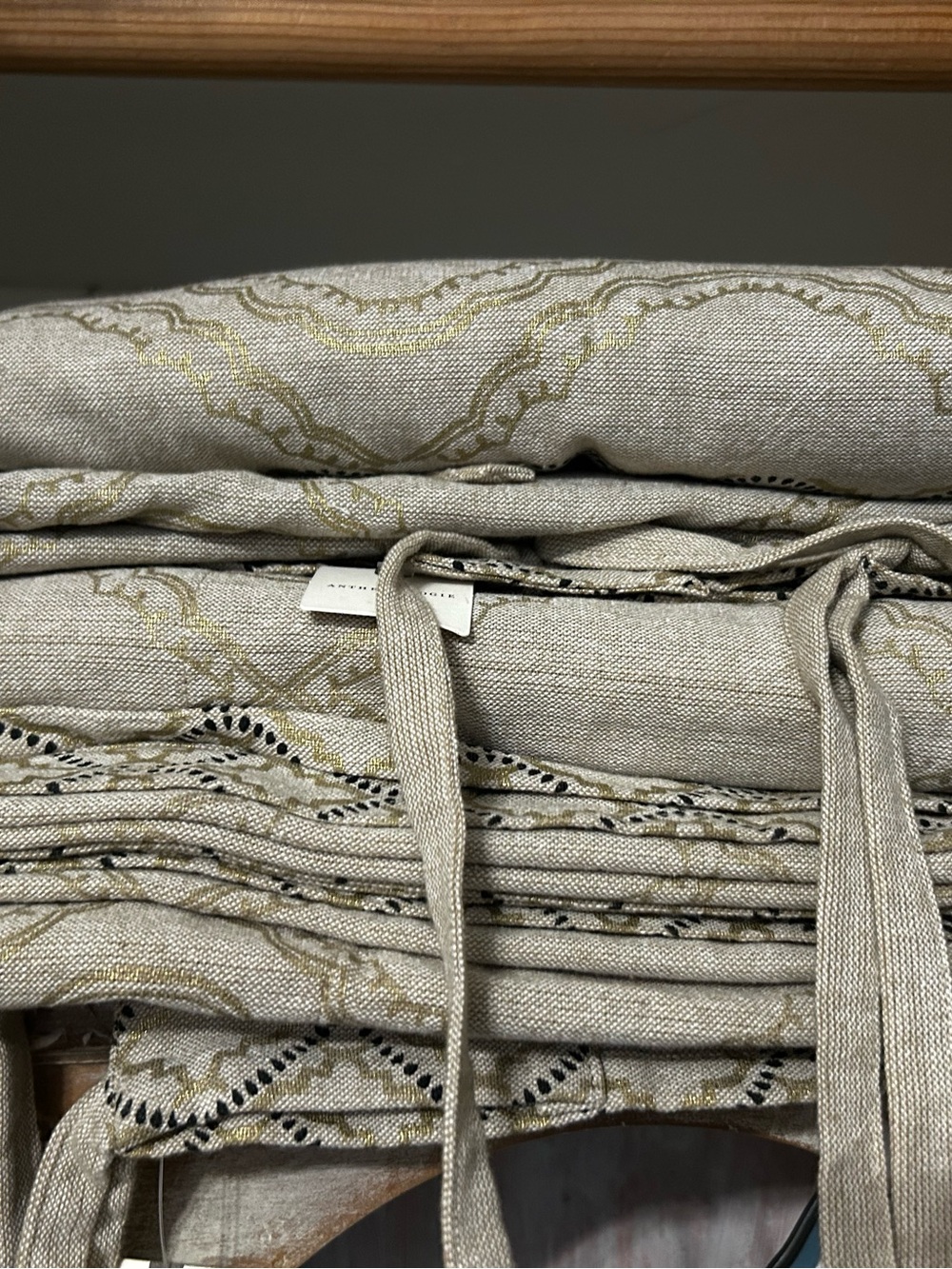 NWT - 4 - Anthropologie Cotton Printed Moroccan Style Tie Curtains 50 x 108 “